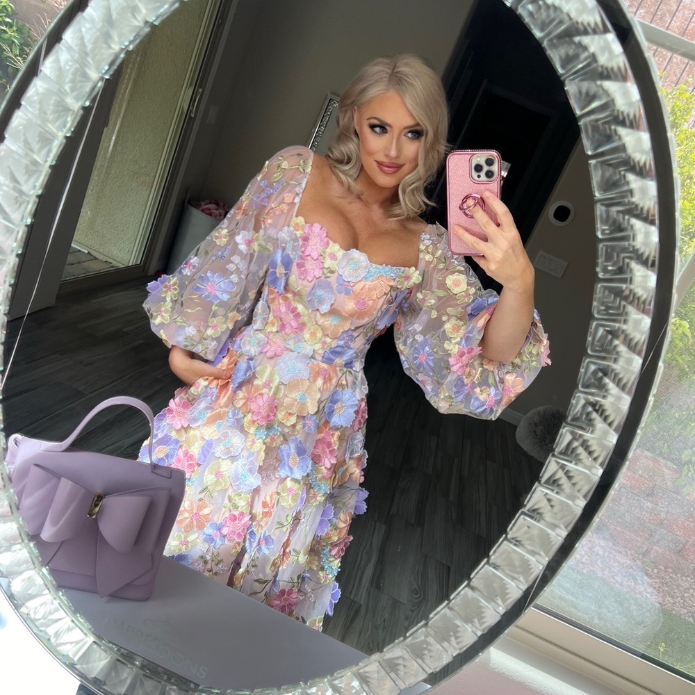 AW Bridal Floral Tea Length Dress